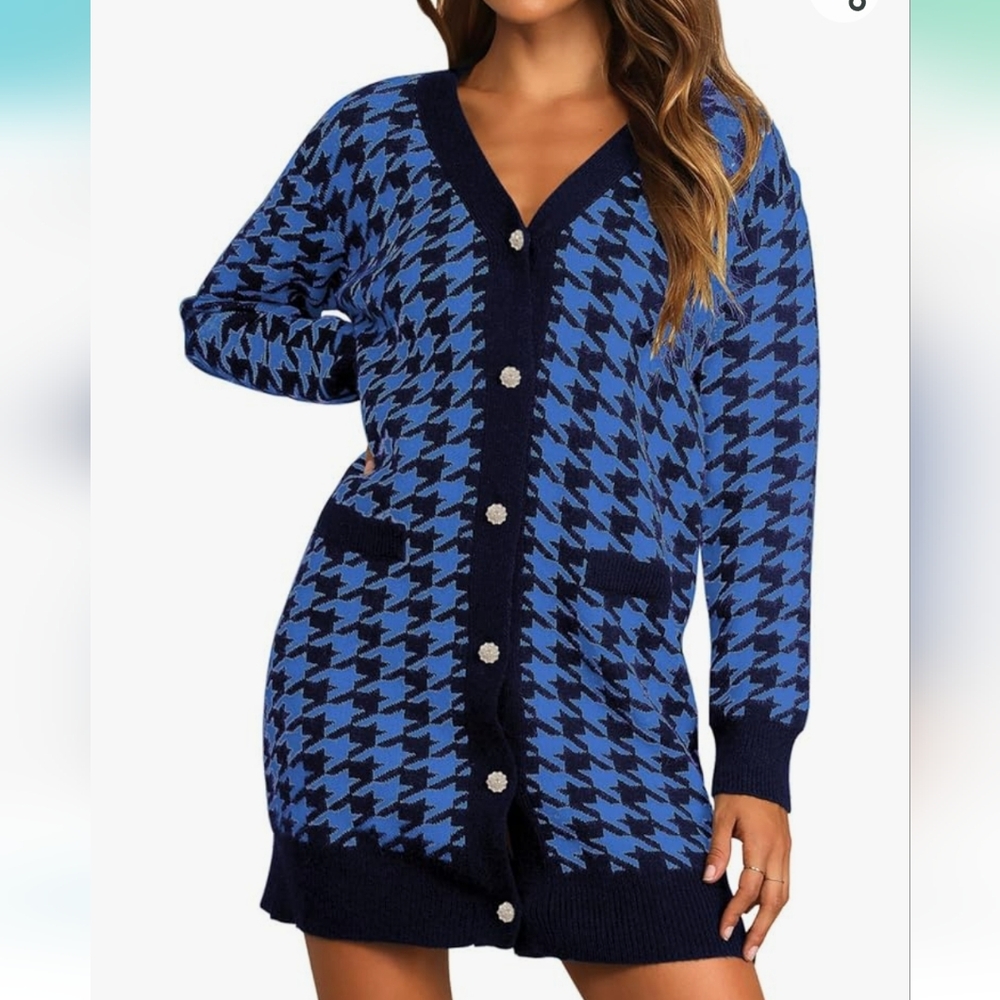 MEENEW v neck sweater dress, blue, size XL, new without tag